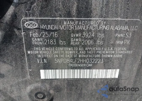 2017 Hyundai Elantra Se z USA, uszkodzony, nr VIN 5NPD84LF2HH032223